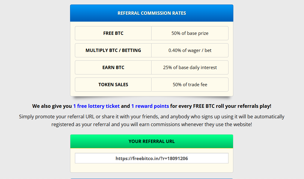 بخش REFERRAL سایت بیت کوین رایگان