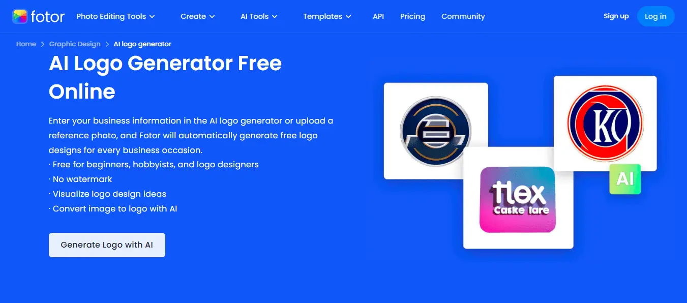 Fotor AI Logo Generator: سادگی و بدون واترمارک